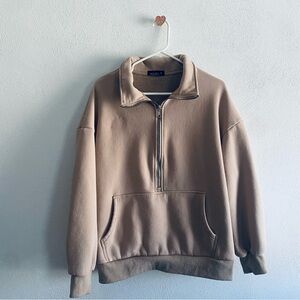 Amazon Tan Quarter Zip Up Sweatshirt